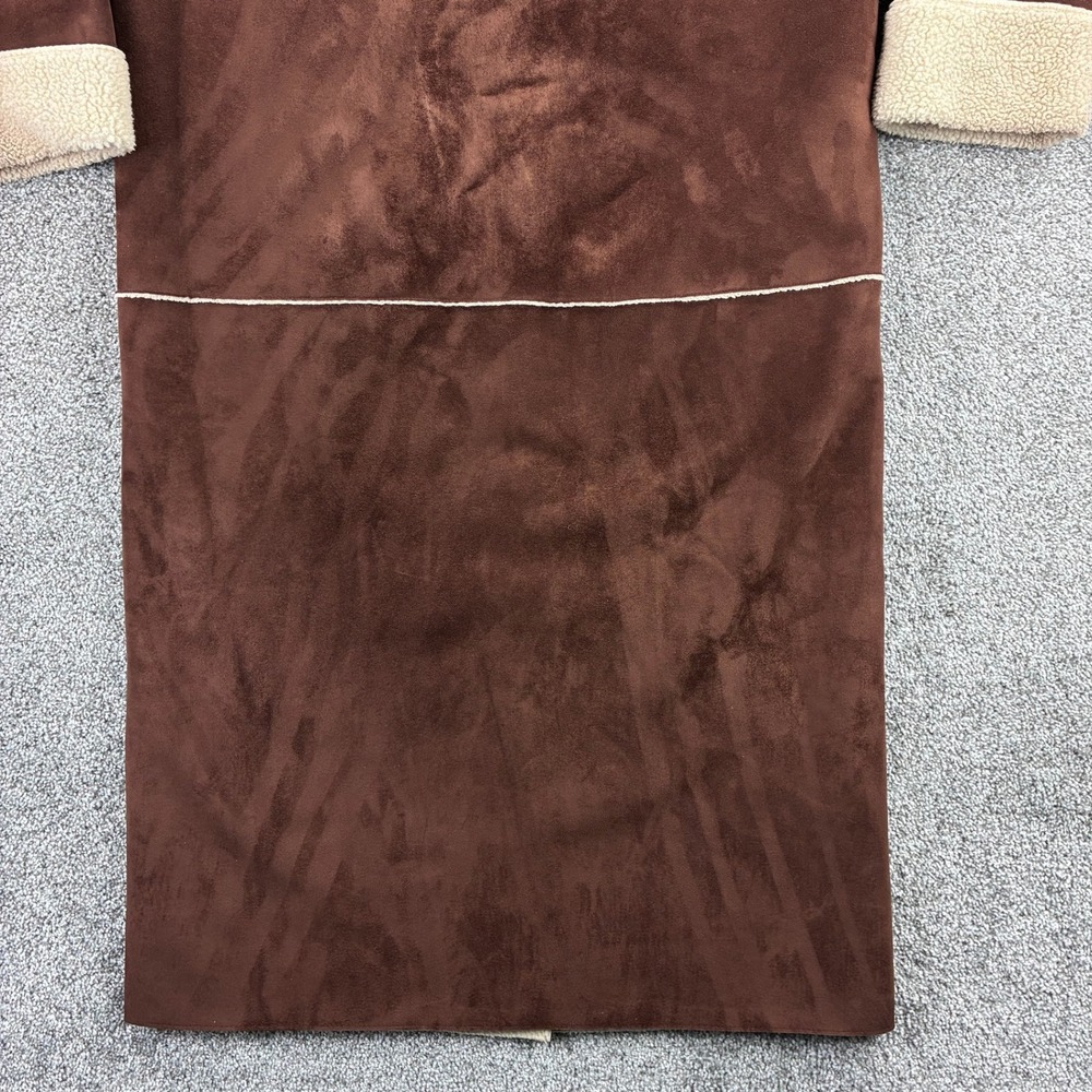Lauren Ralph Lauren Faux Suede Coat Womens Petite Medium Brown Sherpa Lined - Picture 5 of 6